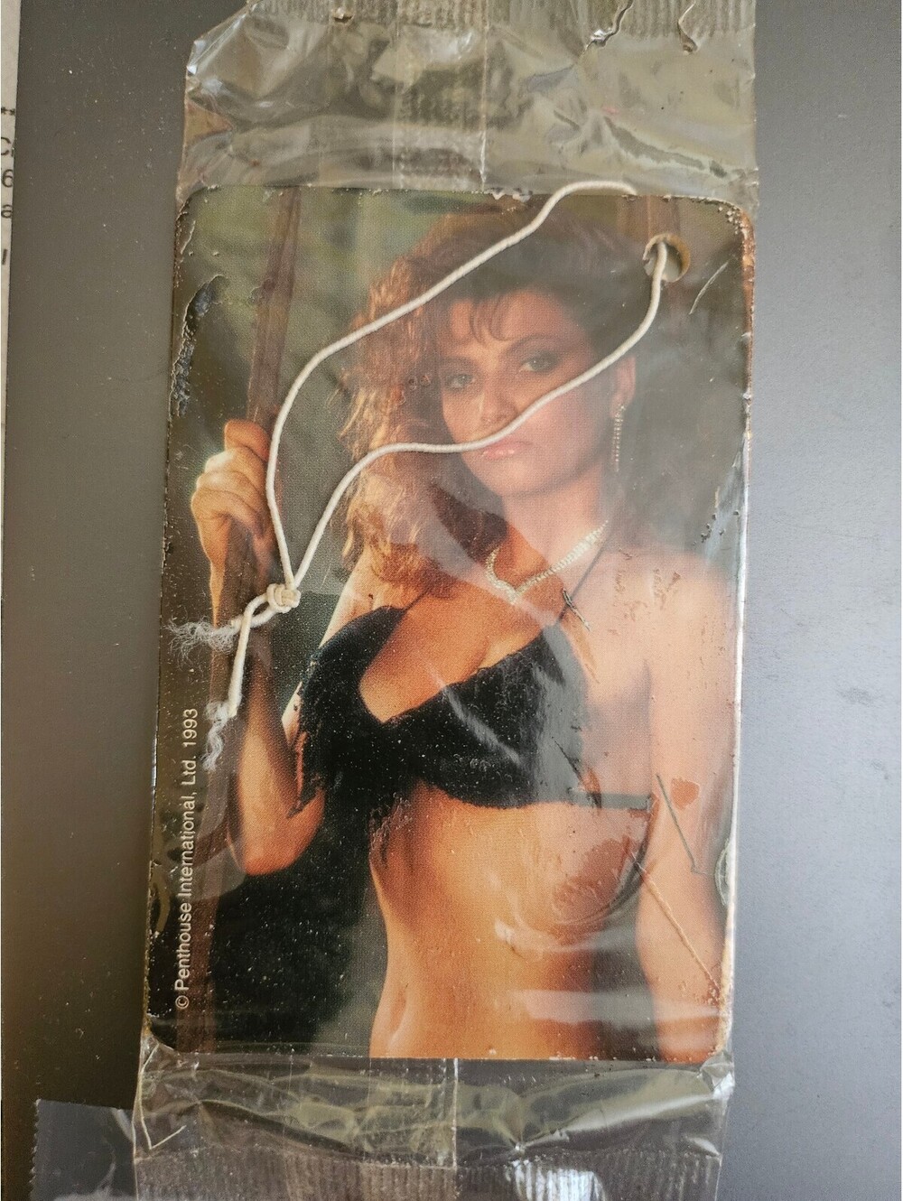 Vintage Penthouse magazine Pet Air Freshener ~ UNOPENED ~ Brunette in black